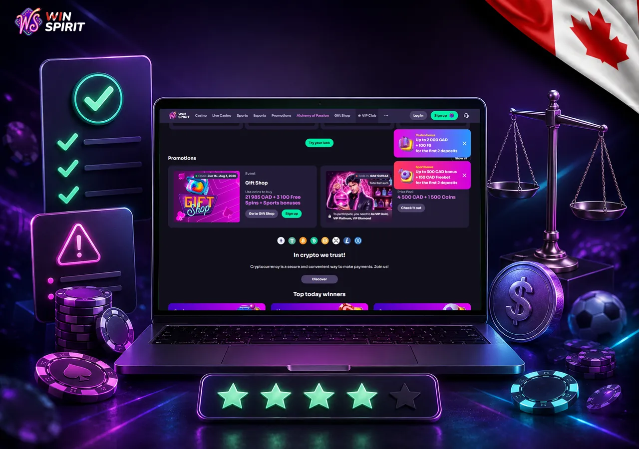 WinSpirit Casino pros and cons overview for Canadian players